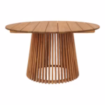 Holz Esstisch rund mit Lamellengestell im modernen Design