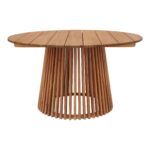 Holz Esstisch rund mit Lamellengestell im modernen Design