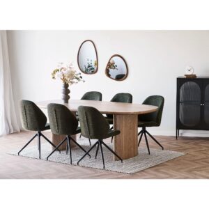 Monte Carlo Dining Chair Serra Esstisch Holz mit grünen Stühlen Esszimmer